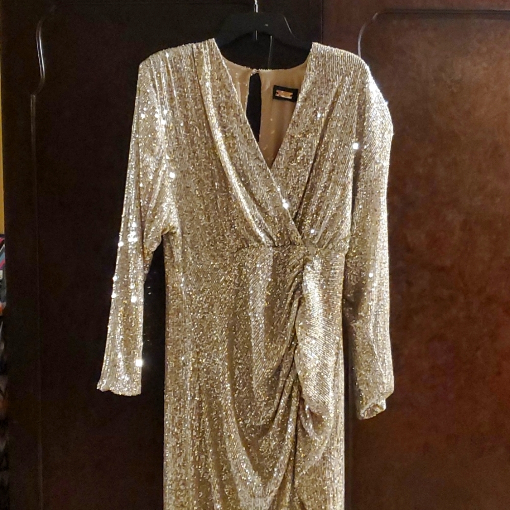 Sassy, silver metallic dress. NWOT